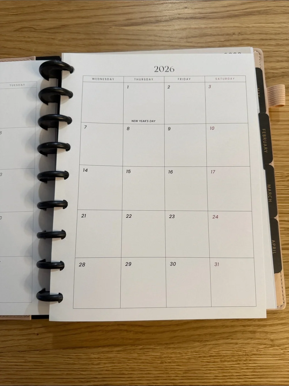 2026 Rose Gold Disc-Bound Planner with Elastic Closure